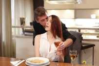 Charlie Red - Redhead rides him on dinner table